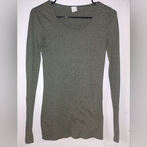 Trouve Olive Scoop Neck Long Sleeve Top
